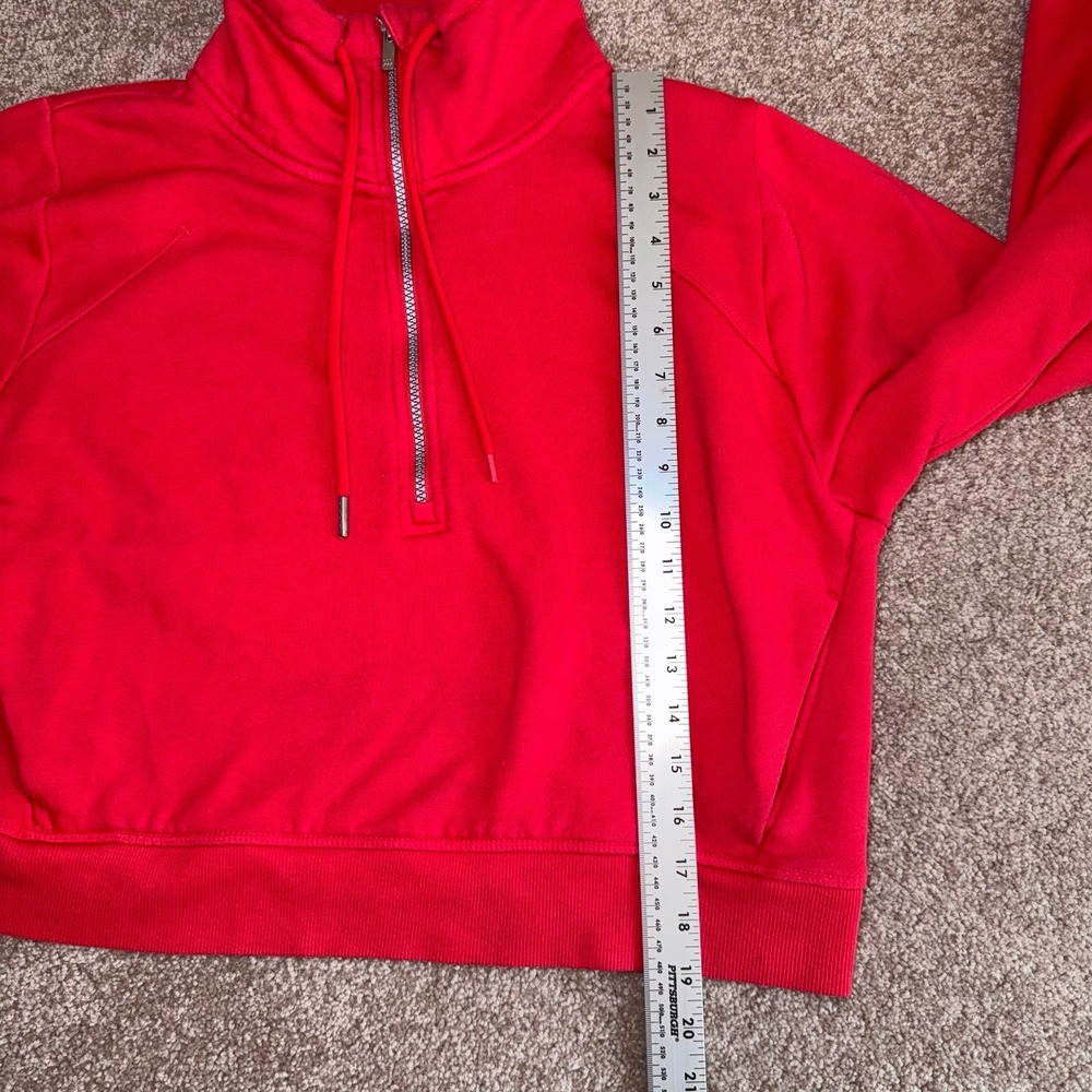 Target Brand Women's Bright Red Long Sleeve Quarter-Zip Pullover Sweatshirt - M - Picture 6 of 11